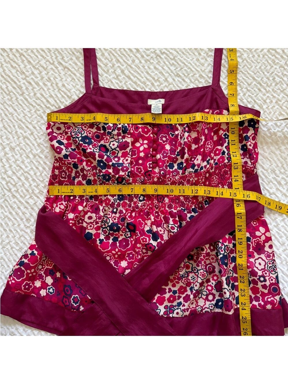 Odille Fuchsia Floral Silk Tunic Cami Ties Back 8 - Picture 5 of 10